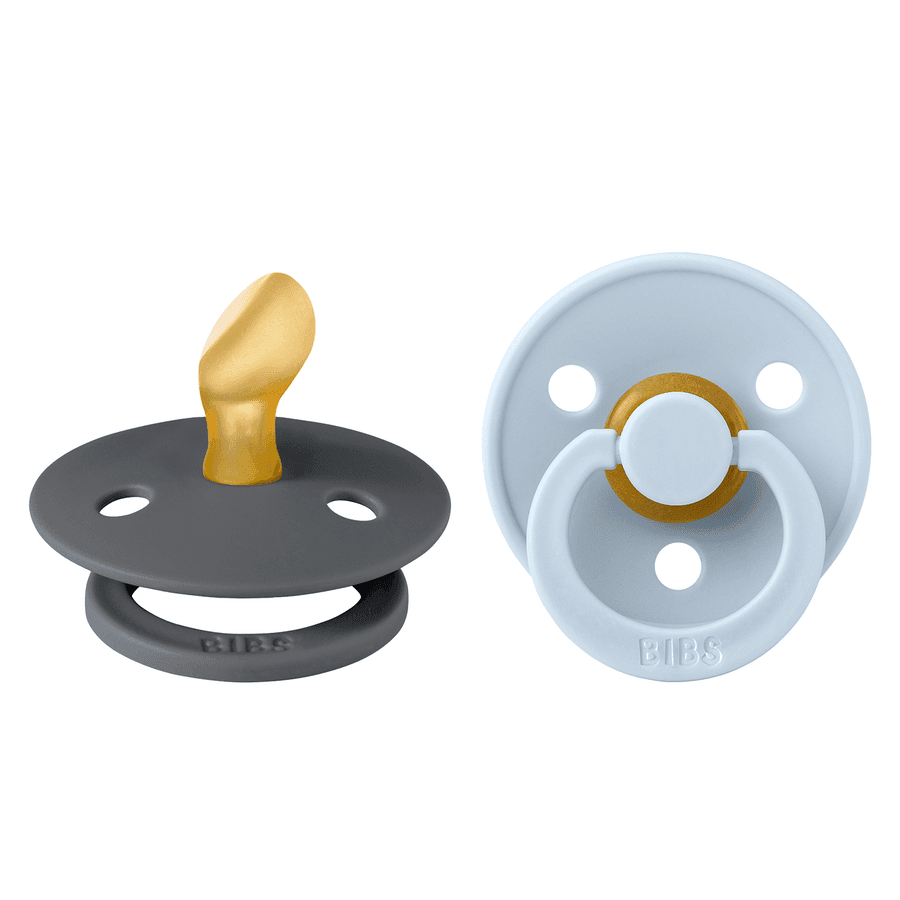 BIBS Pacifier Colour Latex Size 1 Anatomical 2 kpl – Iron/Baby Bl