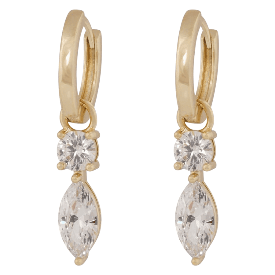 Snö of Sweden Eira Long Navette Ring Ear Gold Clear Onesize