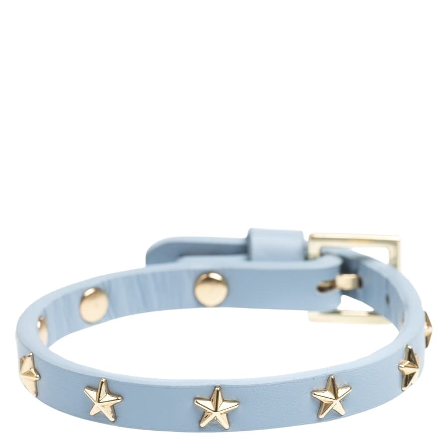 DARK Leather Star Stud Bracelet Mini ─ Light Blue