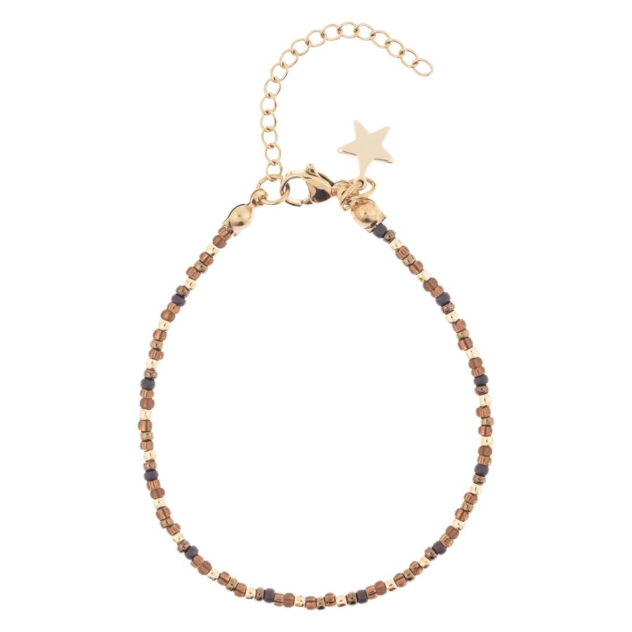 DARK Glass Bead Bracelet Chocolate Brown Mix 2mm