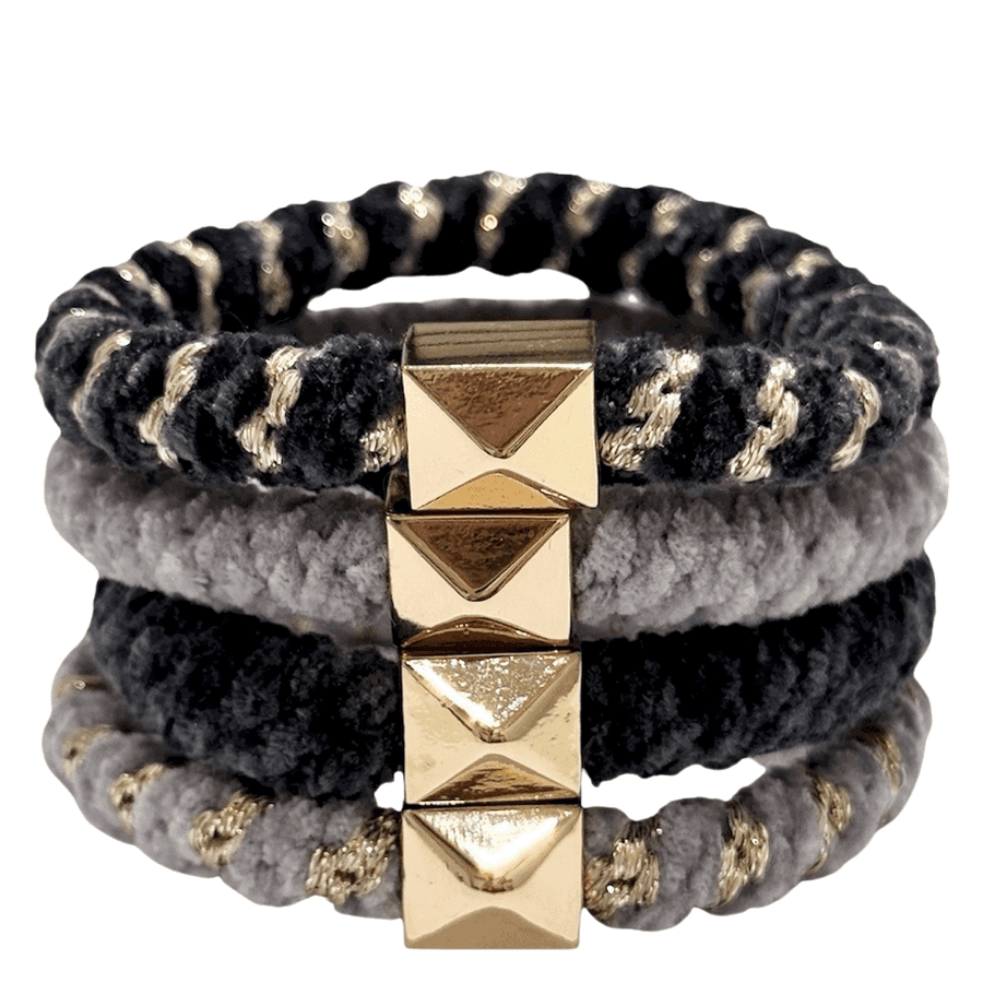 DARK Fluffy Fat Hair Ties Grey Mix 4pcs