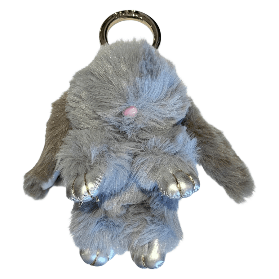DARK Bunny Bag Charm Cool Blue & Warm Taupe