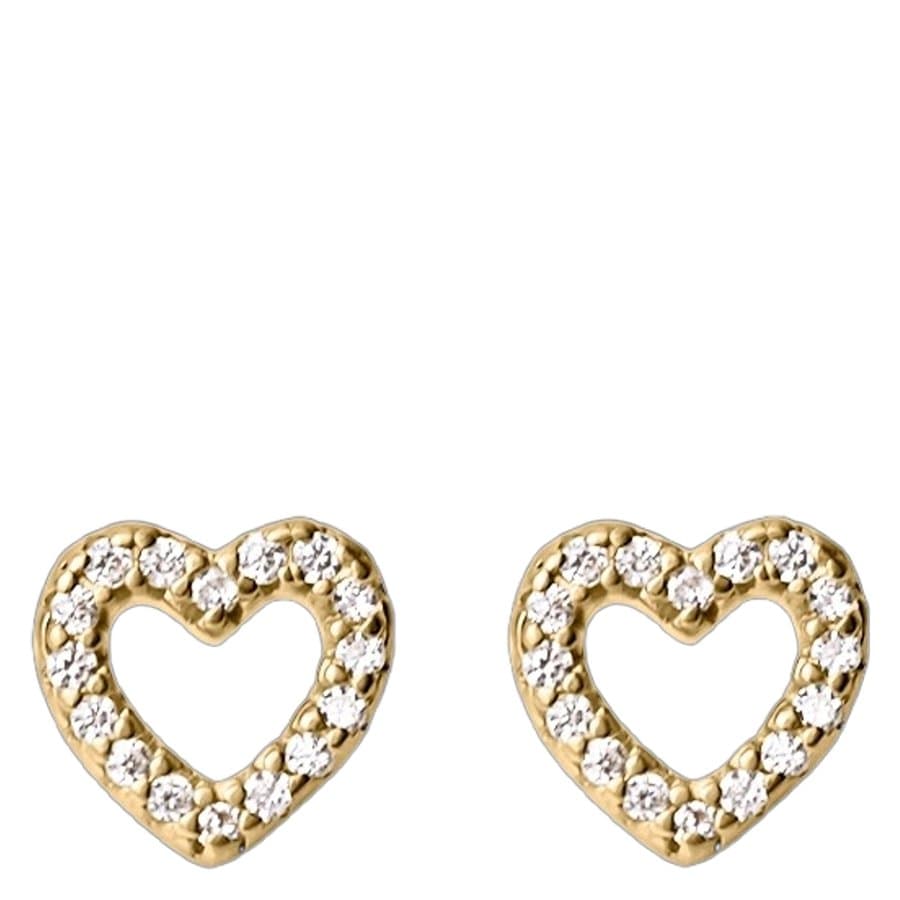 Muli Collection Zirconia Heart Studs Gold