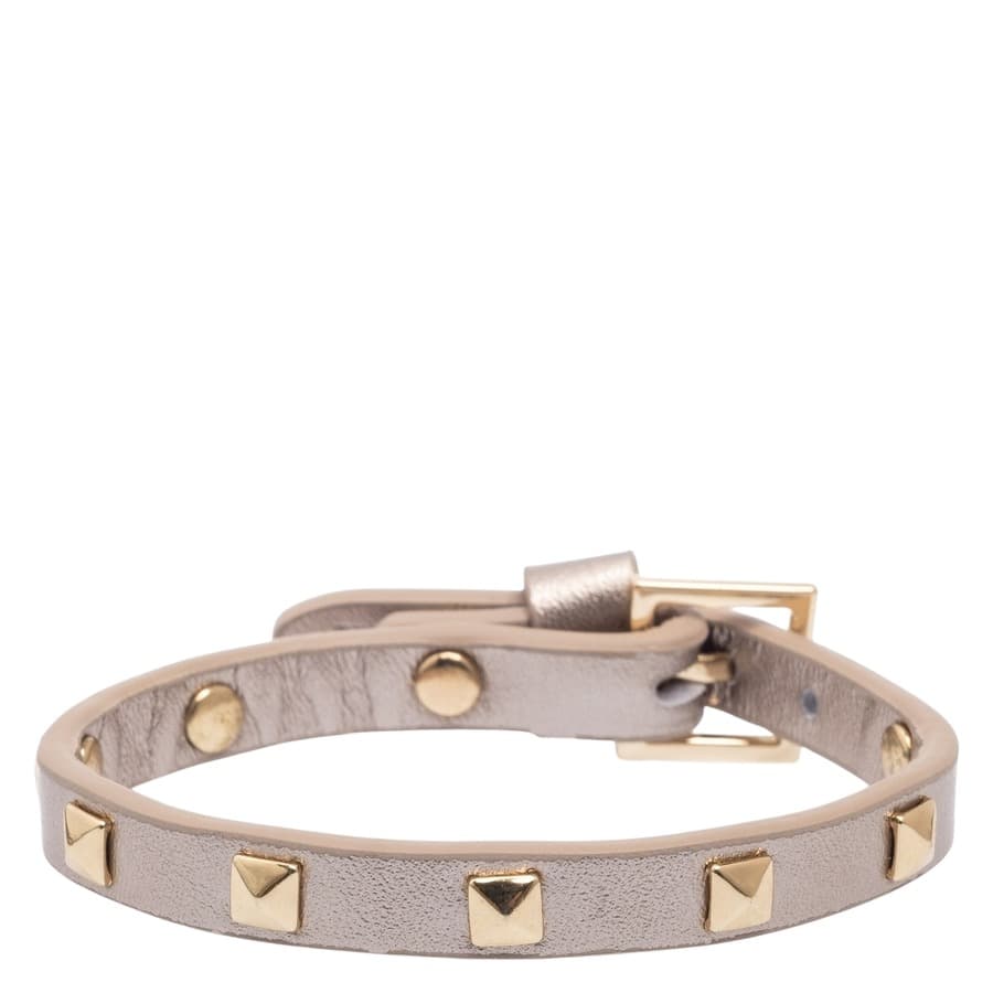 DARK Leather Stud Bracelet Mini ─ Champagne Metallic