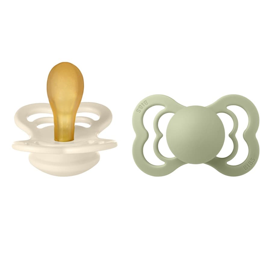 BIBS Pacifier Supreme Latex Size 2 2 kpl – Ivory/Sage