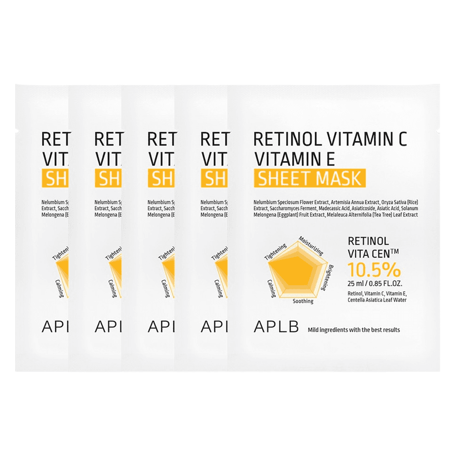 APLB Retinol Vitamin C Vitamin E Sheet Mask 5pcs