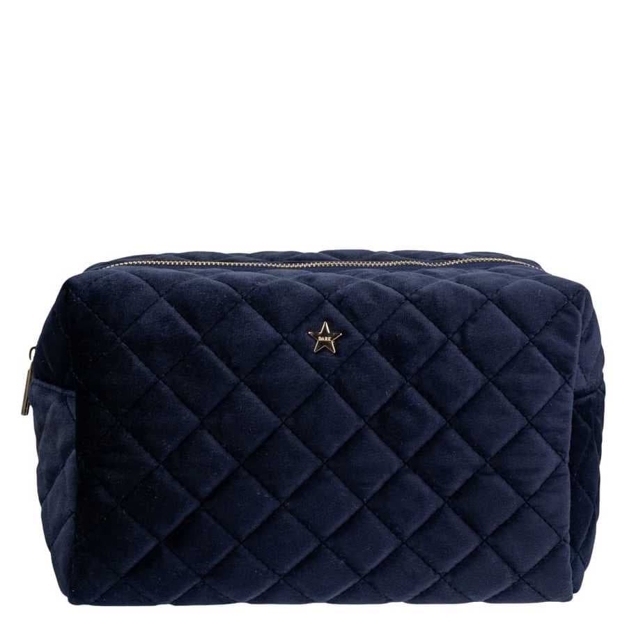 DARK Velvet Square Quilted Make-Up Pouch Small ─ Navy Blue