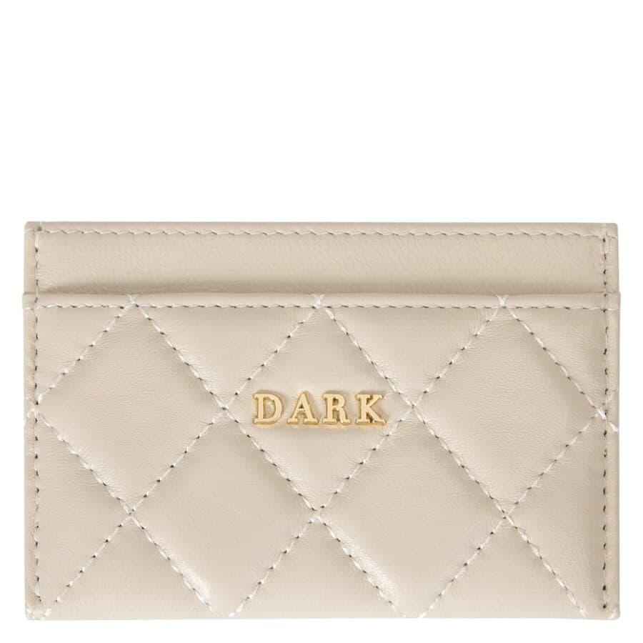 DARK Leather Quilted Card Holder ─ Sand
