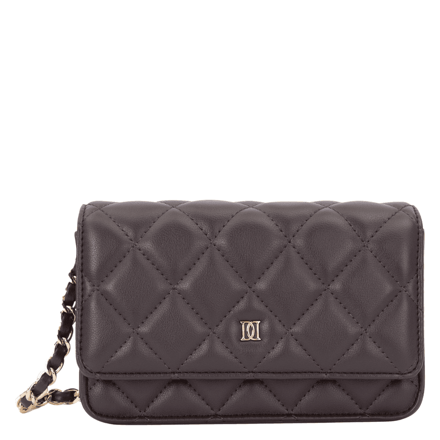 DARK Leather Quilted Mini Bag Chocolate Brown
