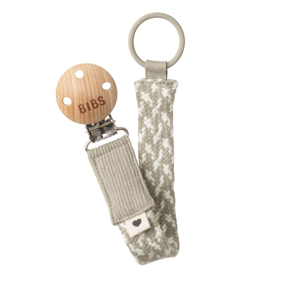 BIBS Pacifier Clip Braided – Sand/Ivory