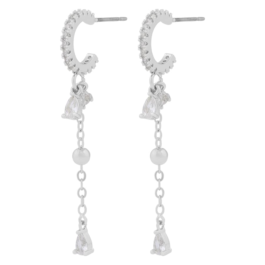 SNÖ of Sweden Seine Oval Pendant Earrings Silver Clear Onesize