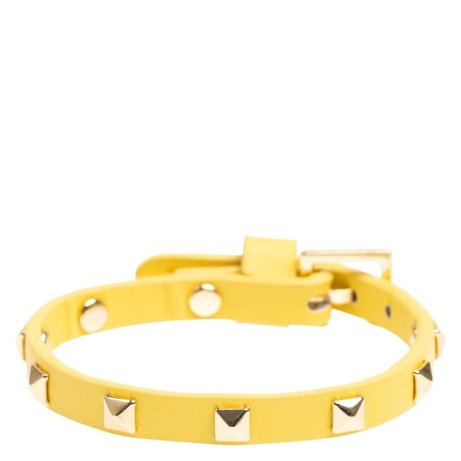DARK Leather Stud Bracelet Mini ─ Yellow