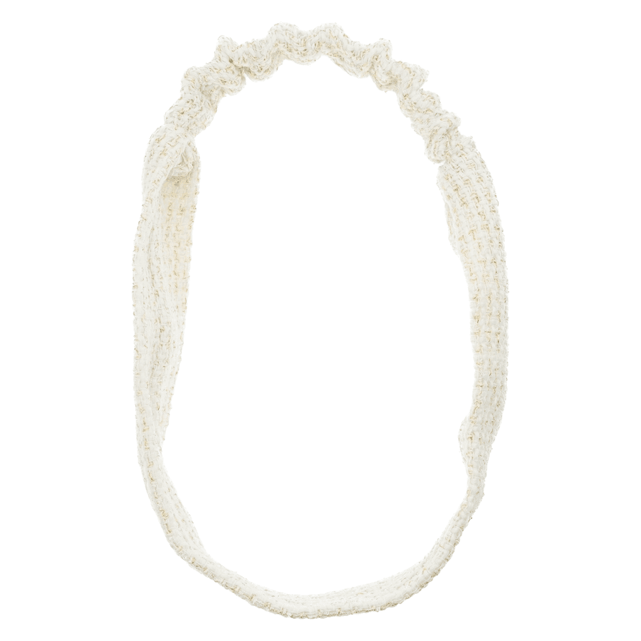 DARK Tweed Headband Off White With Gold
