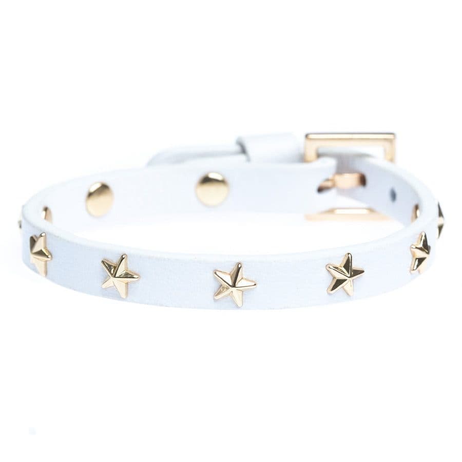 DARK Leather Star Stud Bracelet Mini White