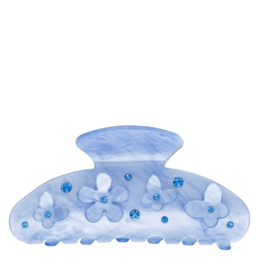 DARK Flower & Butterfly Hair Claw ─ Ibiza Blue