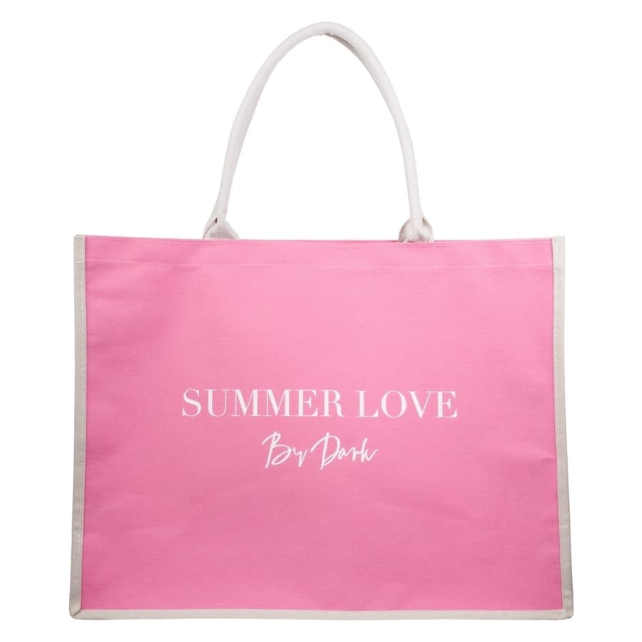 DARK Canvas Tote Large ""Summer Love"" ─ Bubblegum Pink With Sand