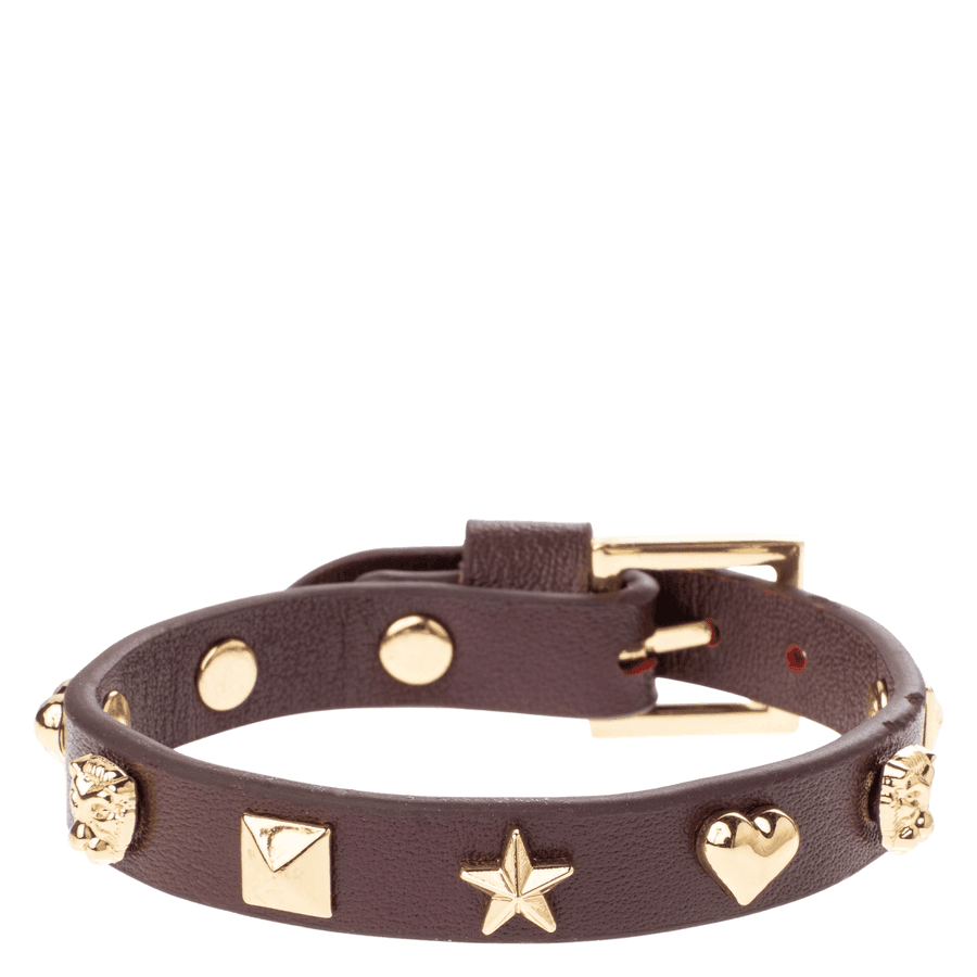 DARK Leather Sign Stud Bracelet Maroon