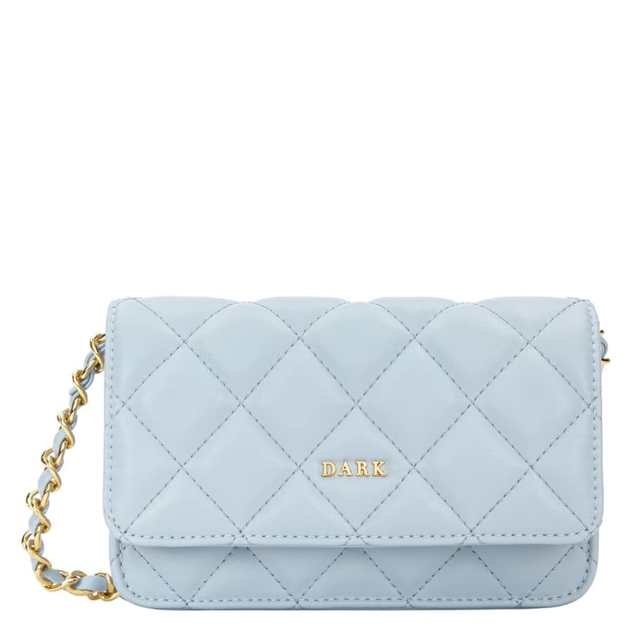 DARK Leather Quilted Mini Bag ─ Ibiza Blue