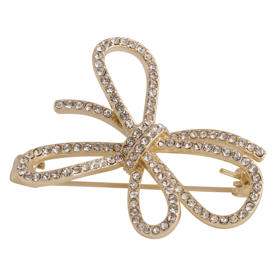 Snö Of Sweden Ribbon Brooch Gold Clear Onesize