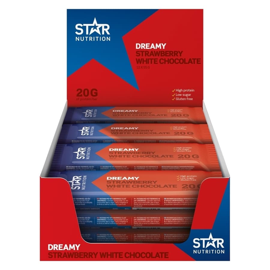 Star Nutrition Soft Protein Bar Strawberry & White Chocola 12x55g