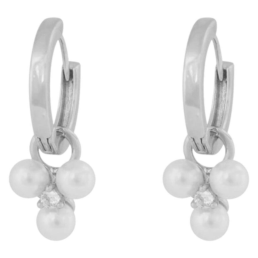 Snö Of Sweden Eira Tripple Pearl Ring Ear Silver and White Onesiz