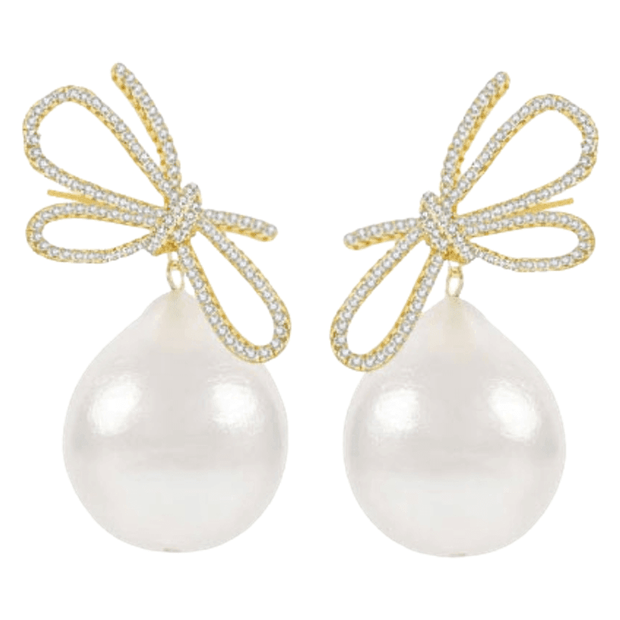 Snö Of Sweden Ribbon Crystal Pearl Ear Gold Clear Onesize