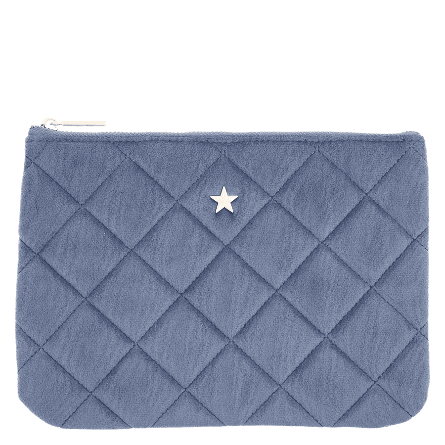 DARK Velvet Quilted Small Pouch Grisalle Blue