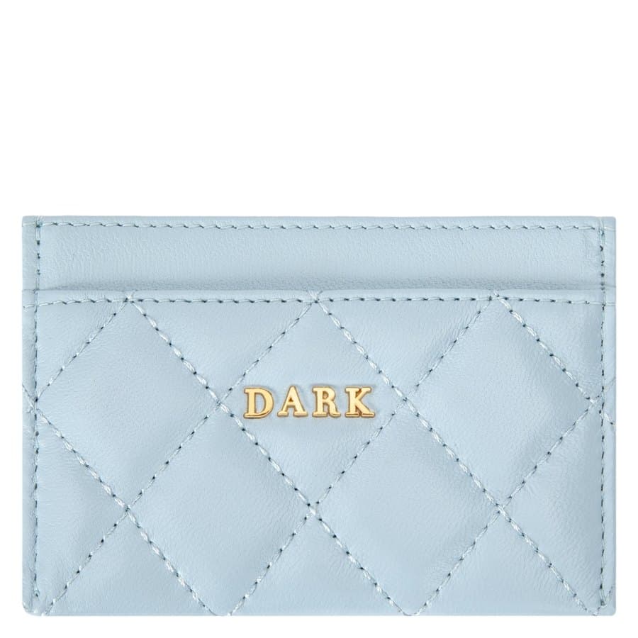 DARK Leather Quilted Card Holder ─ Ibiza Blue