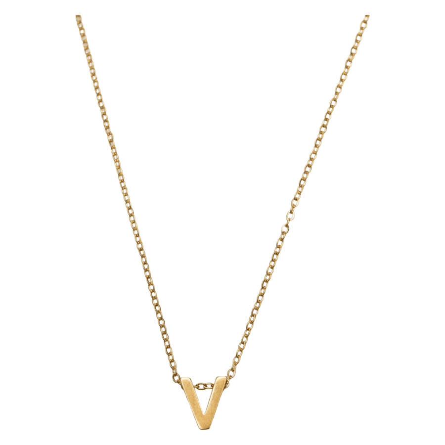 Timi of Sweden Viola Letter Necklace Stainless Steel Gold V