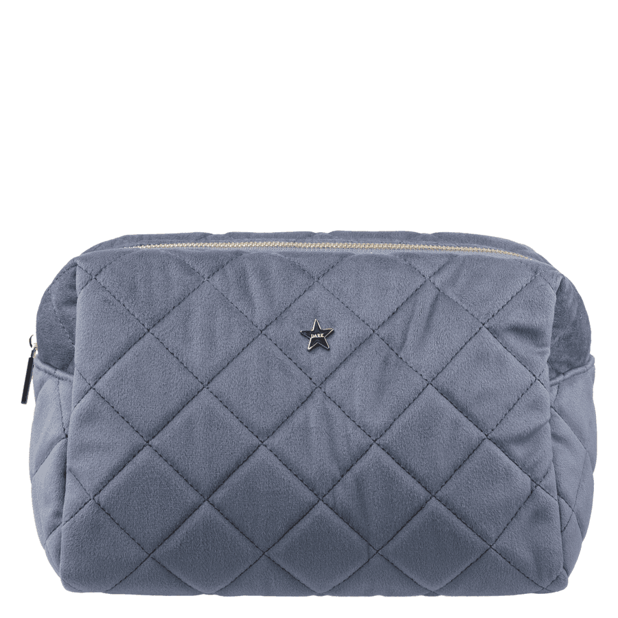 DARK Velvet Square Quilted Make-Up Pouch Large Grisalle Blue