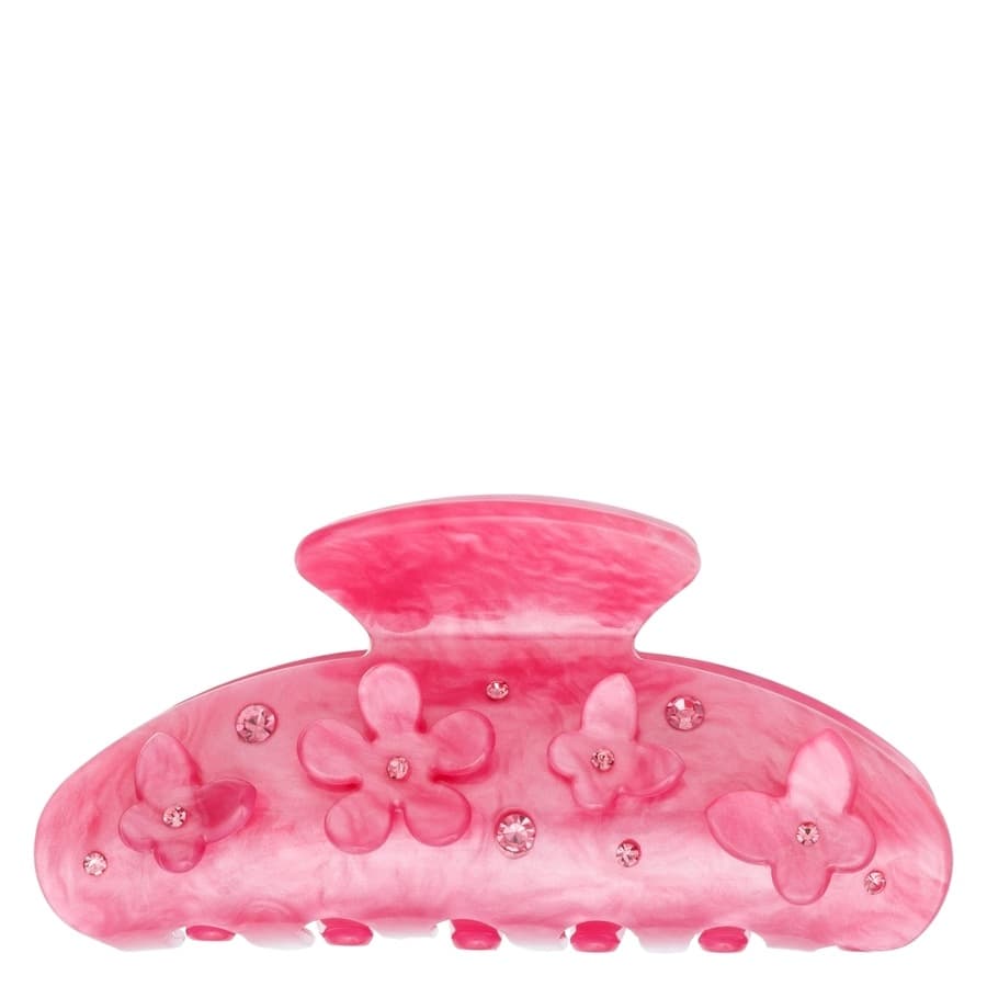 DARK Flower & Butterfly Hair Claw ─ Bubblegum Pink