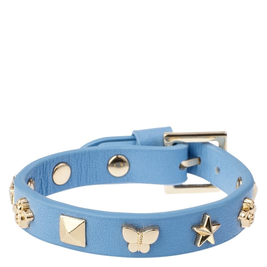DARK Leather Sign Stud Bracelet ─ Ibiza Blue
