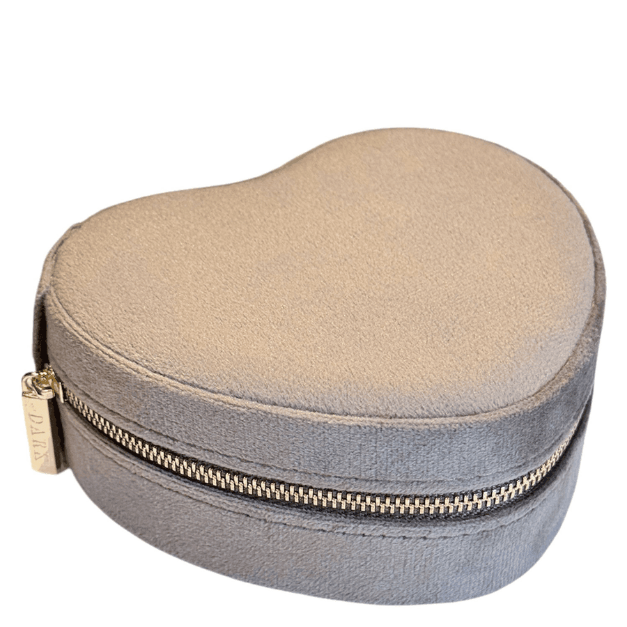 DARK Velvet Heart Jewellery Box Warm Taupe