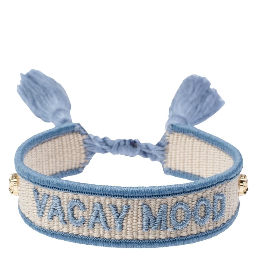 DARK Woven Friendship Bracelet Thin ""Vacay Mood"" Sand & Cool Blue