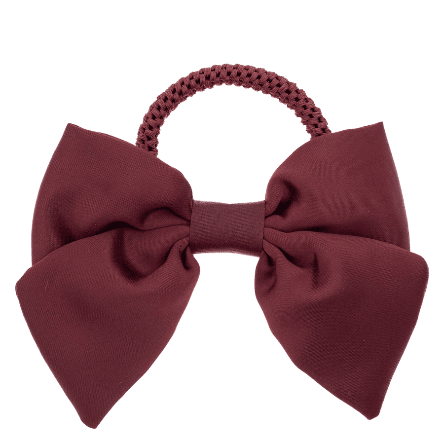 DARK Satin Bow Hair Tie Maroon