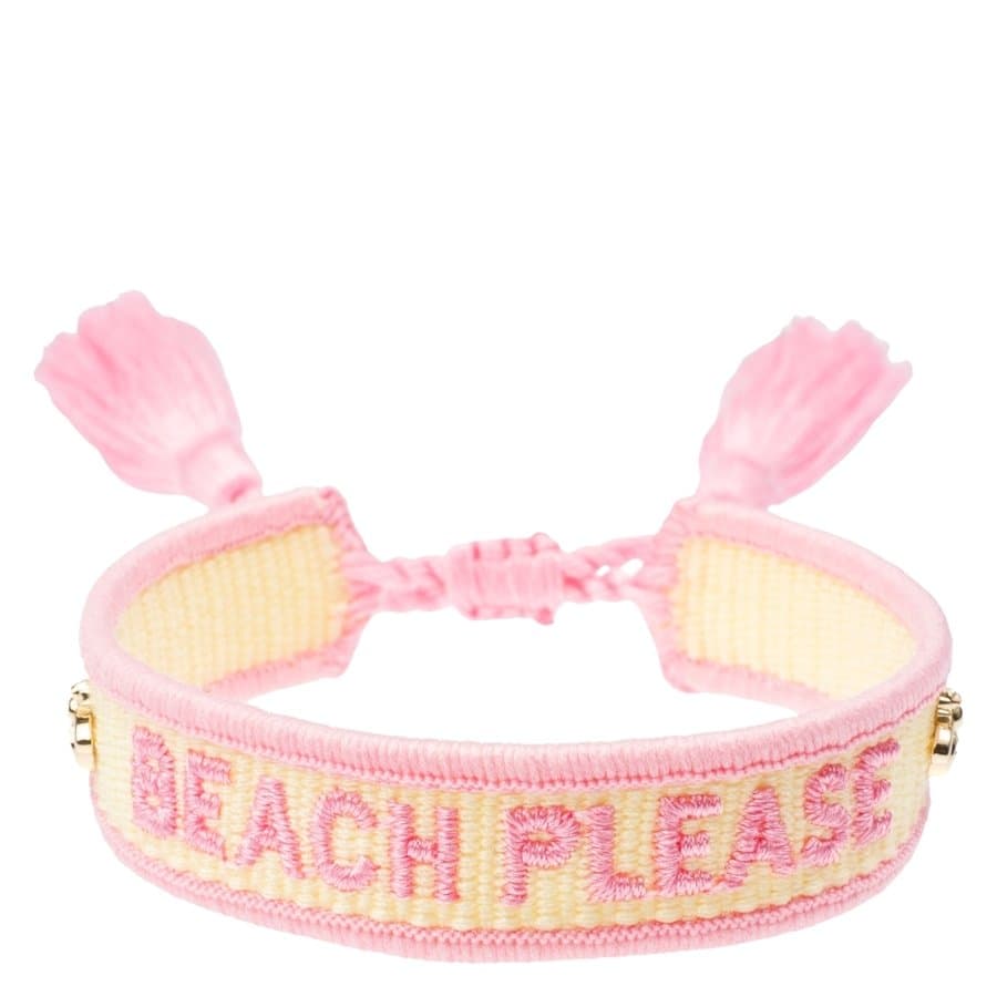 DARK Woven Friendship Bracelet Thin ""Beach Please"" ─ Pale Yellow