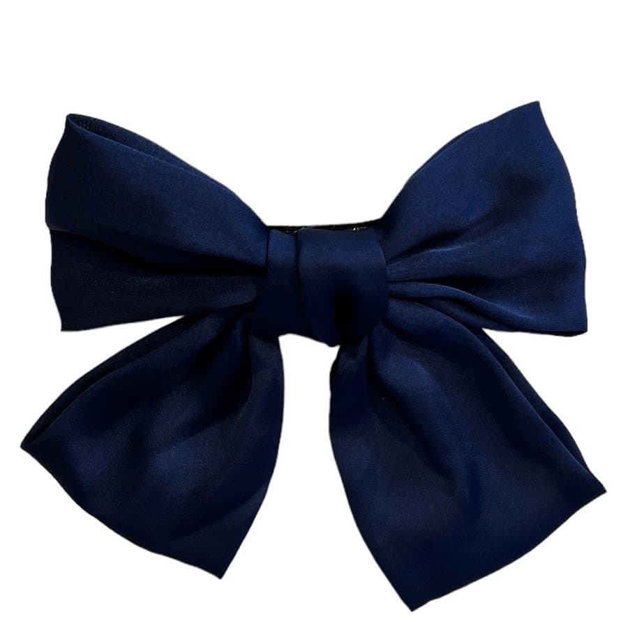 DARK Satin Bow Hair Clip – Navy Blue