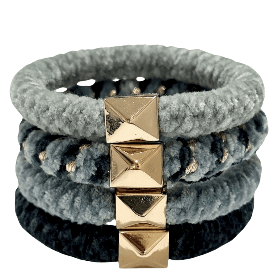 DARK Fluffy Fat Hair Ties Dark Sage Mix 4pcs