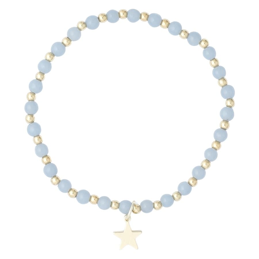 DARK Stone Bead Bracelet 4mm With Gold Beads ─ 501 Blue