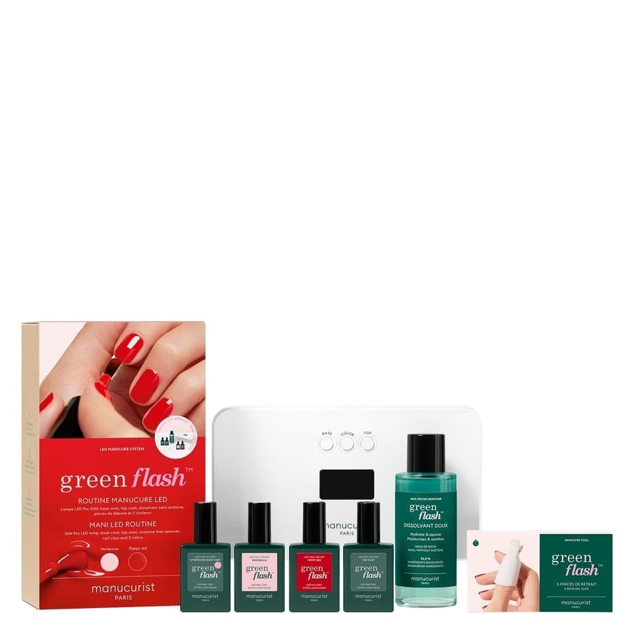Manucurist Green Flash Full Routine Hortencia & Poppy Red Kit