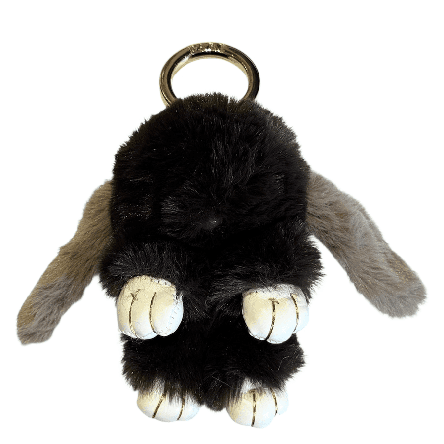 DARK Bunny Bag Charm Chocolate Brown & Warm Taupe