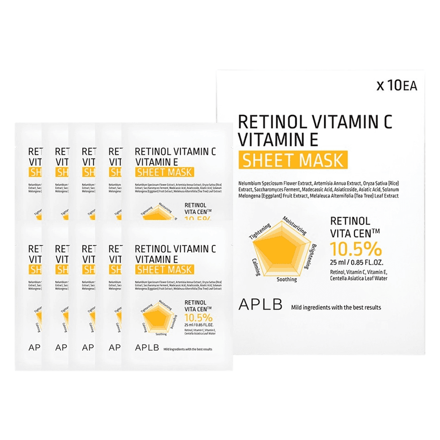 APLB Retinol Vitamin C Vitamin E Sheet Mask 10pcs