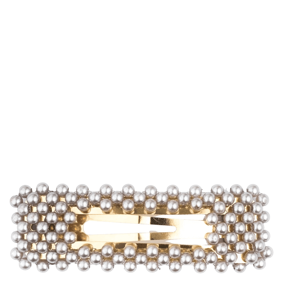 DARK Pearl Hair Clip Square Light Grey