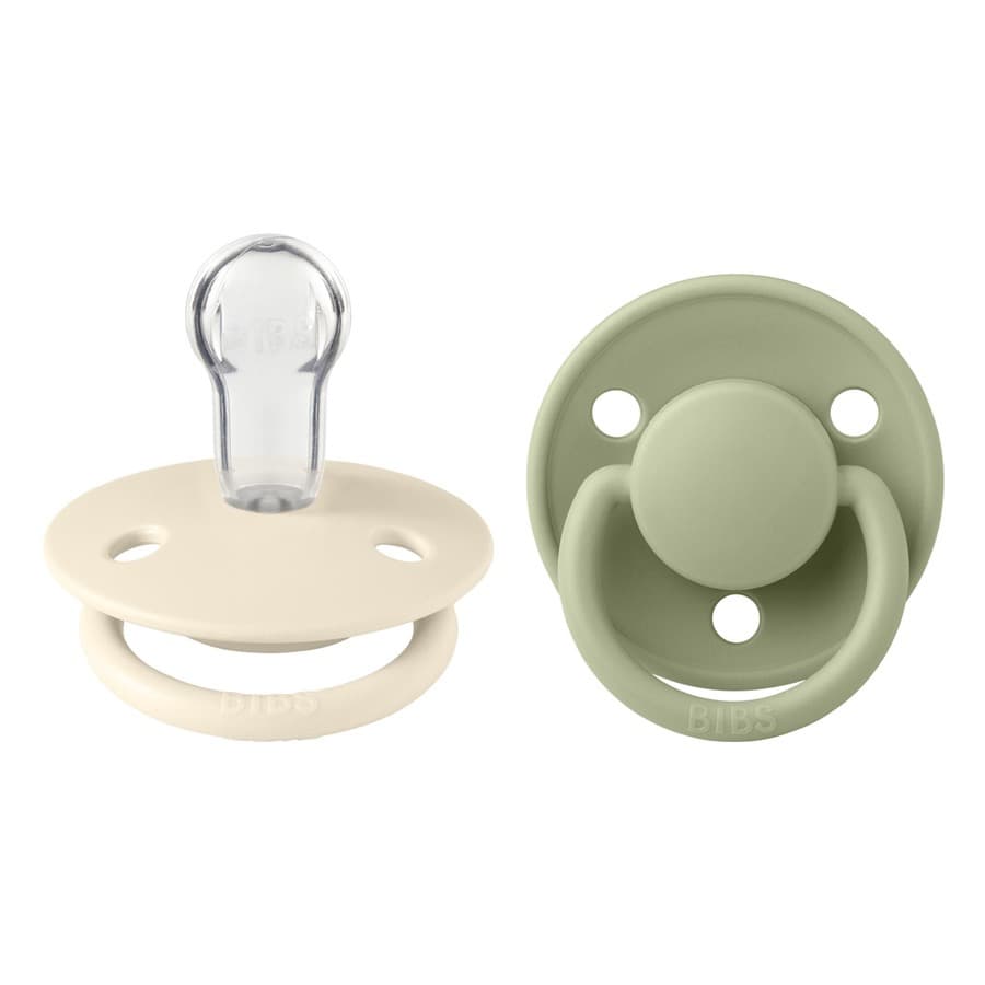 BIBS Pacifier De Lux Silicone Onesize 2 kpl – Ivory/Sage