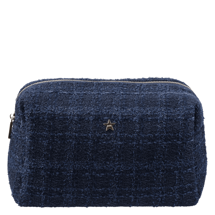 DARK Tweed Make-Up Pouch Large Dark Navy Blue