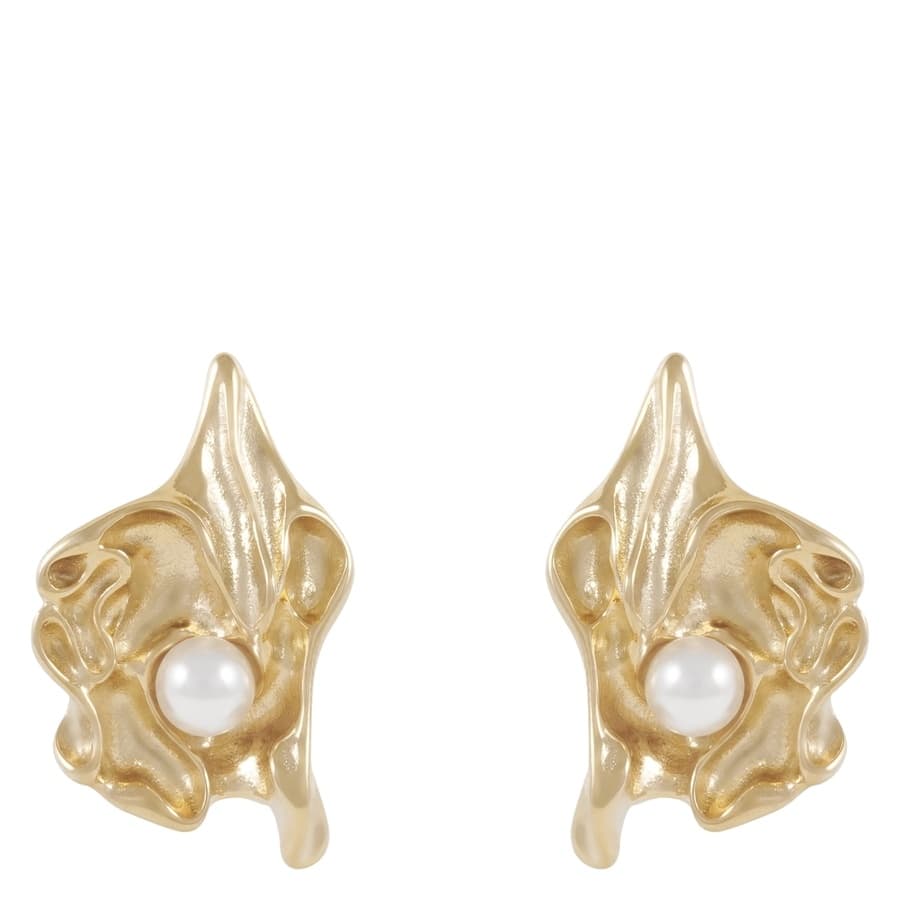 Snö Of Sweden Line Small Shell Earring Gold/White Onesize