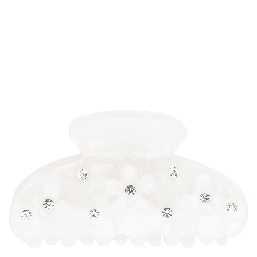 DARK Flower & Butterfly Hair Claw Small White