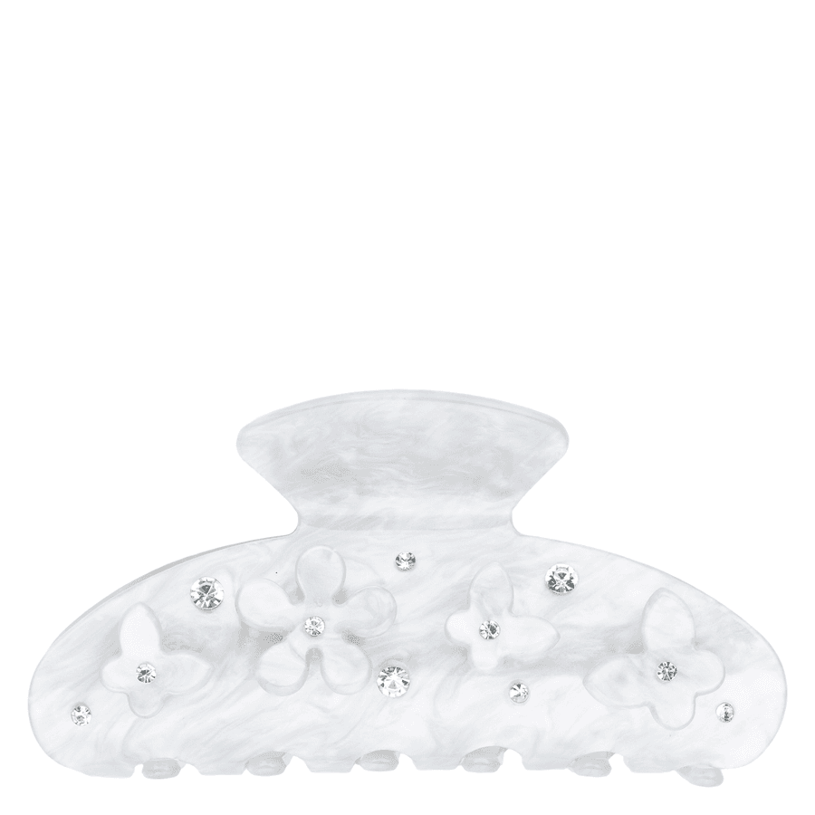 DARK Flower & Butterfly Hair Claw Grey