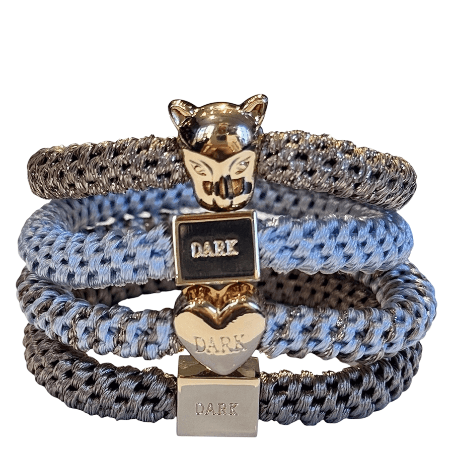 DARK Fat Hair Ties Combo Cool Blue & Taupe Mix 4pcs