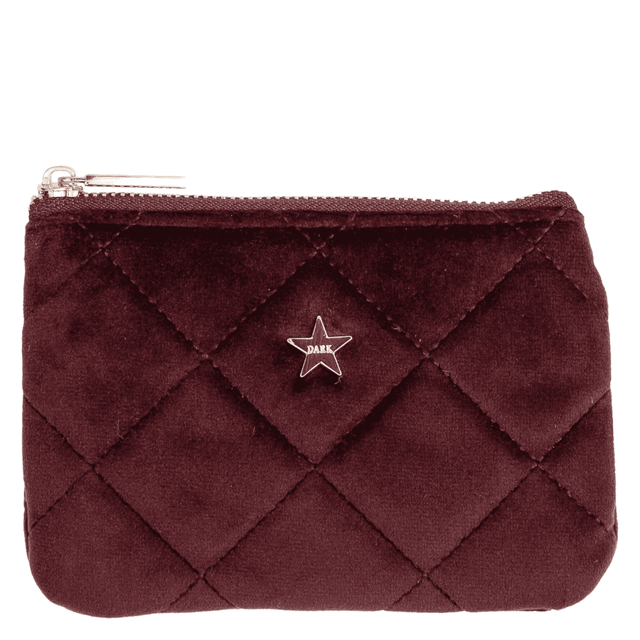 DARK Velvet Quilted Mini Pouch Maroon